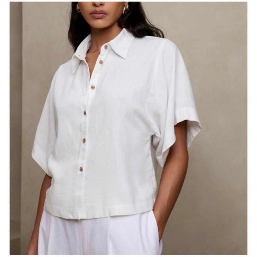 Banana Republic Resort Linen White Blouse Small S